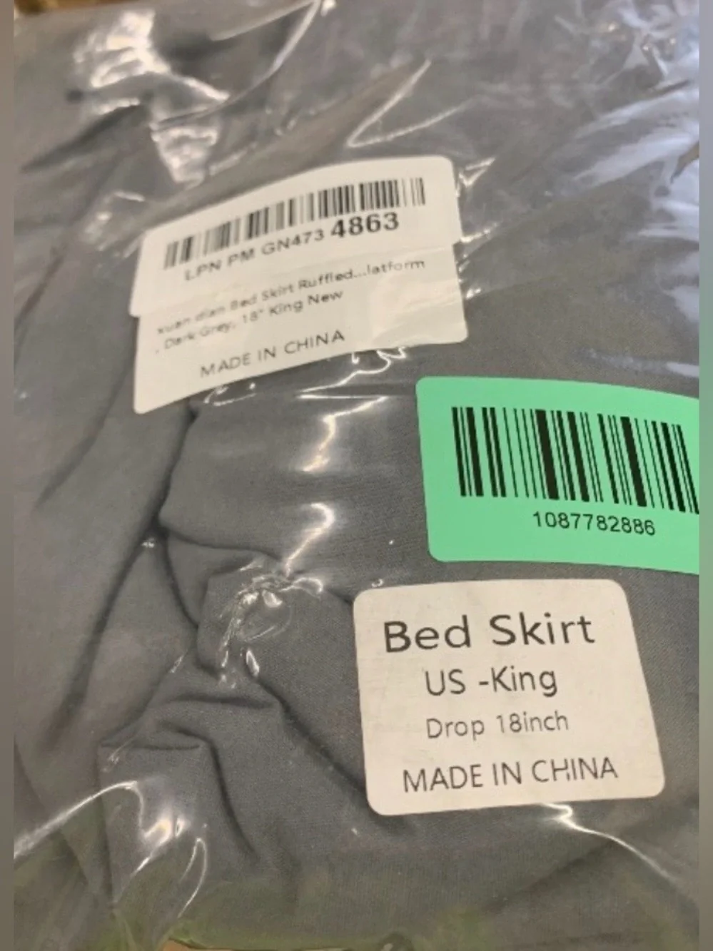 KING Split Corner Bed Skirt Dust Ruffle 18” Drip 100% Microfiber - DARK GRAY